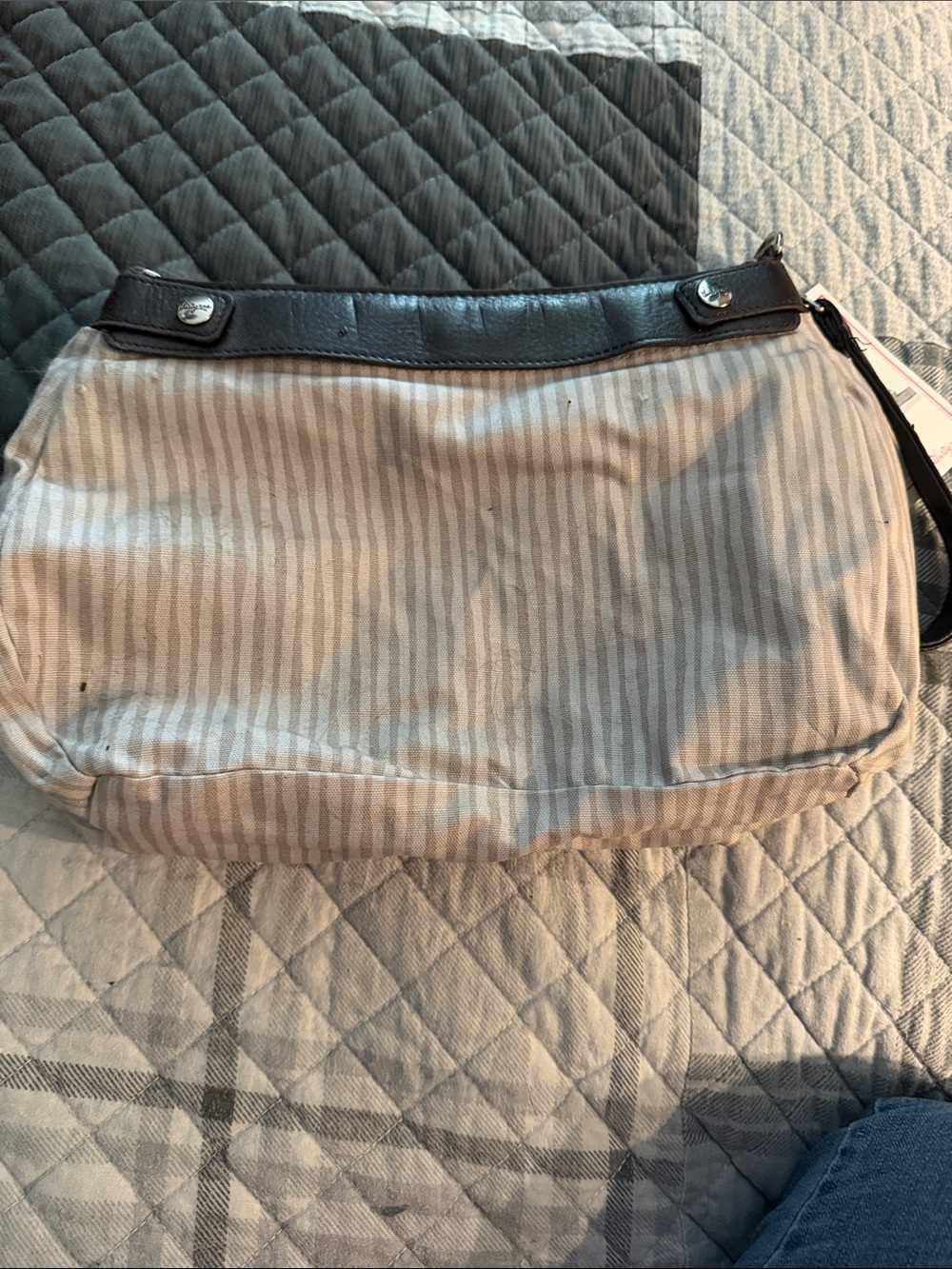 thirty-one Neutral Stripe Shoulder Bag with Dark Trim